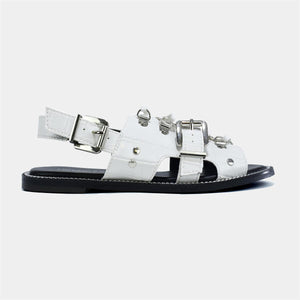 Metal Buckle Strap Slider in White