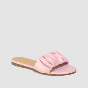 Ruched Strap Flat Sandals in Pink