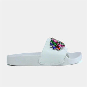 Multi Crystal Women's Slider in White