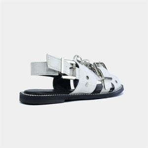 Metal Buckle Strap Slider in White