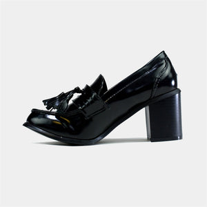 Block Heel with Tassel in Black