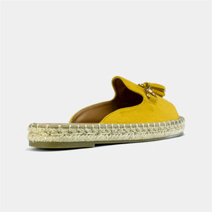 Slip on Flat with Stylish Tassel in Yellow