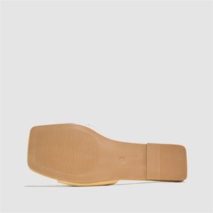 Vinyl Strap Flat Sandal in Nude