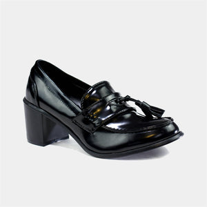 Block Heel with Tassel in Black