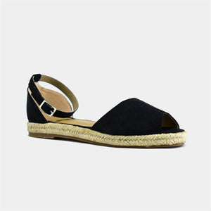 Peep Toe Espadrilles in Black