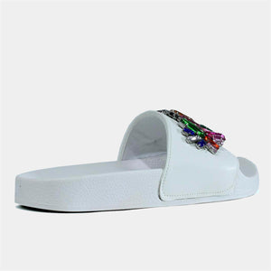 Multi Crystal Women's Slider in White