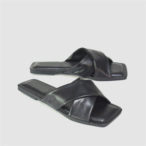 Soft Crossover Sandals in Black