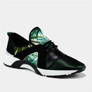 Lace Up Fashion Trainer in Forest Green