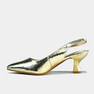 Slingback Kitten Heel Sandal in Shimmer Gold