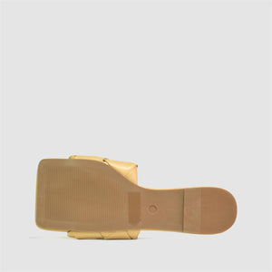 Extra Square Toe Quilted Sandal in Nude