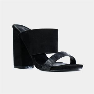 Open Toe Immy Suede Heel in Black