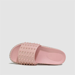 Studded Dual Platform Slider in Pink