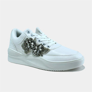 Basic Trainer with Diamante Detail in White