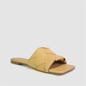 Extra Square Toe Quilted Sandal in Nude