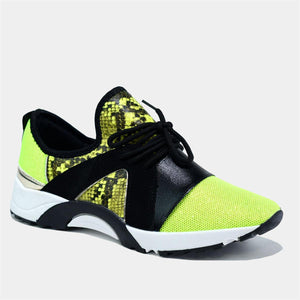 Lace Up Fashion Trainer in Neon Yellow Glow