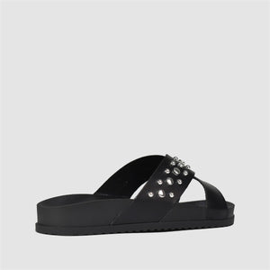 Studded Crossover Sliders in Black