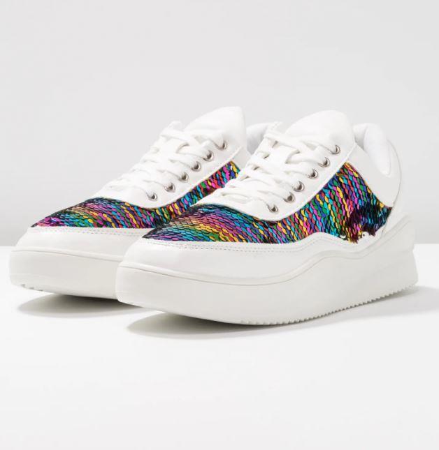 Multi Sequin Chunky Trainer in White