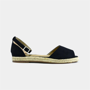 Peep Toe Espadrilles in Black