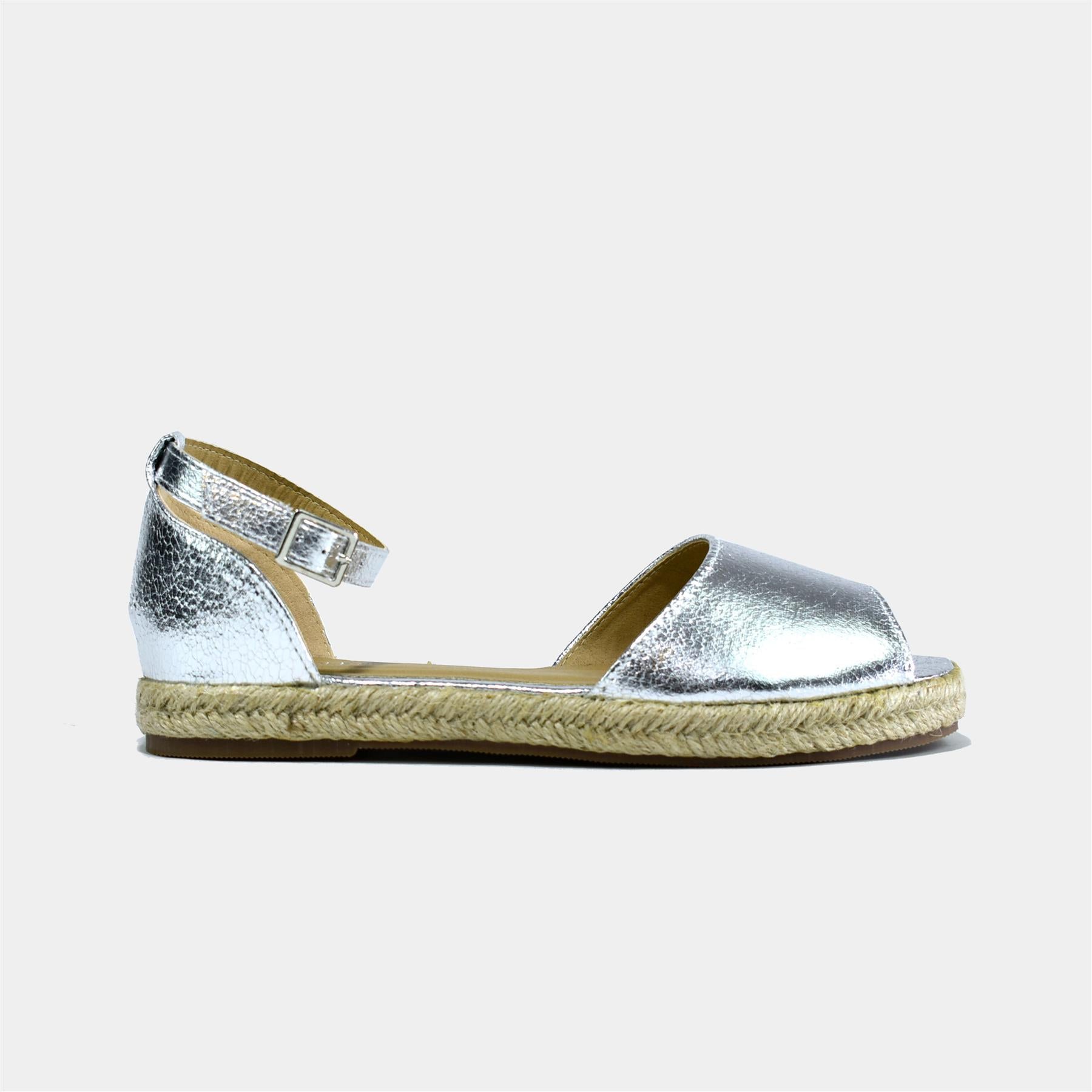 Peep Toe Espadrilles in Silver