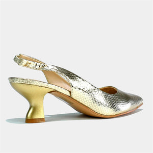 Slingback Kitten Heel Sandal in Shimmer Gold