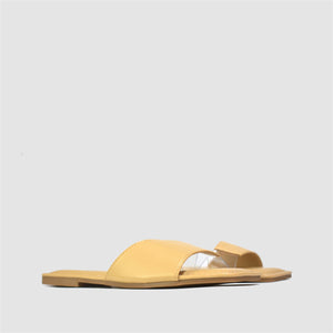 Vinyl Strap Flat Sandal in Nude