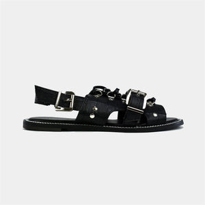 Metal Buckle Strap Slider in Black