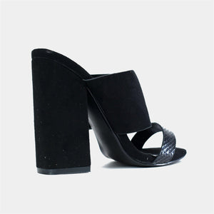 Open Toe Immy Suede Heel in Black