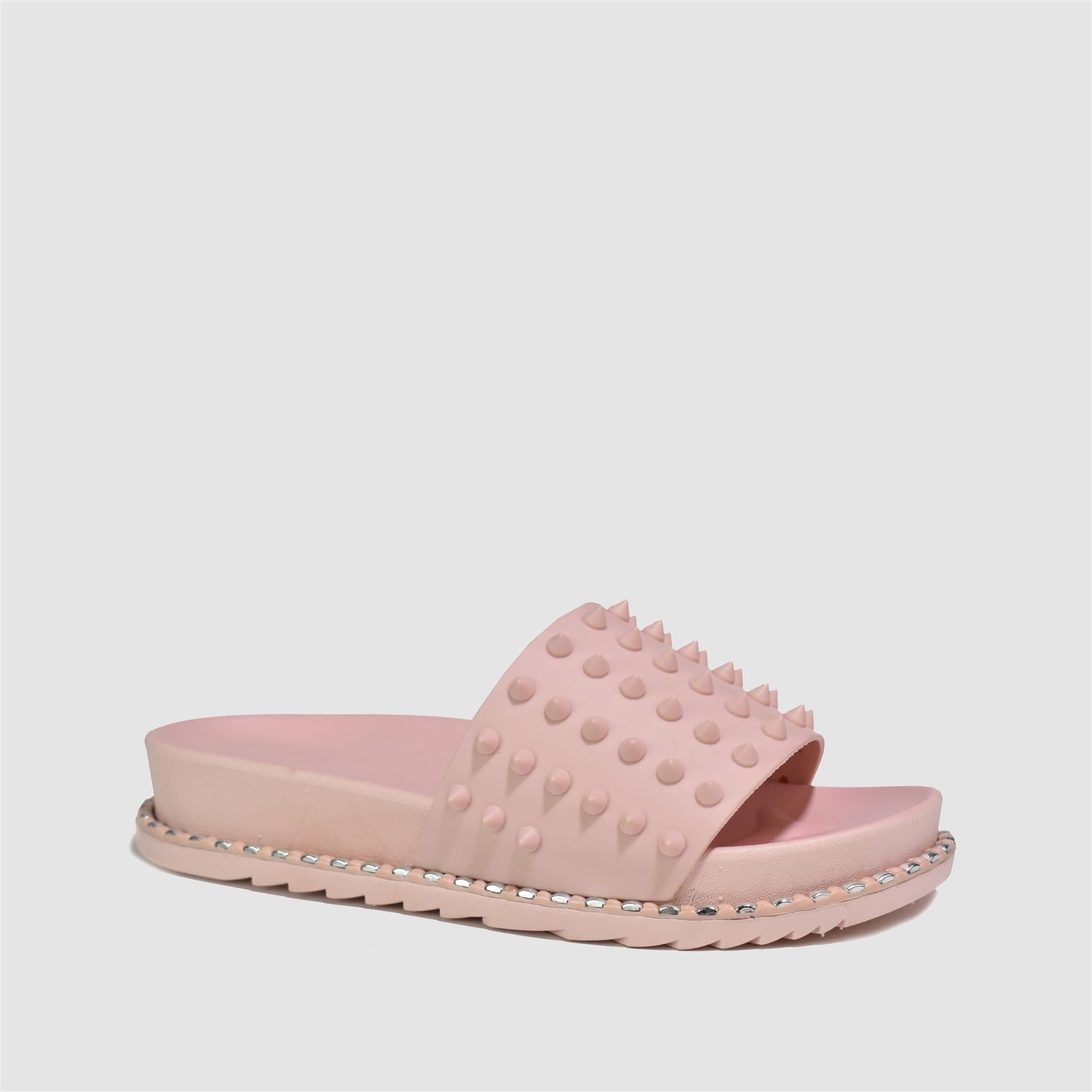 Studded Dual Platform Slider in Pink