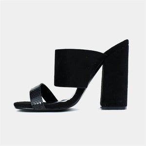 Open Toe Immy Suede Heel in Black