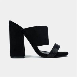 Open Toe Immy Suede Heel in Black