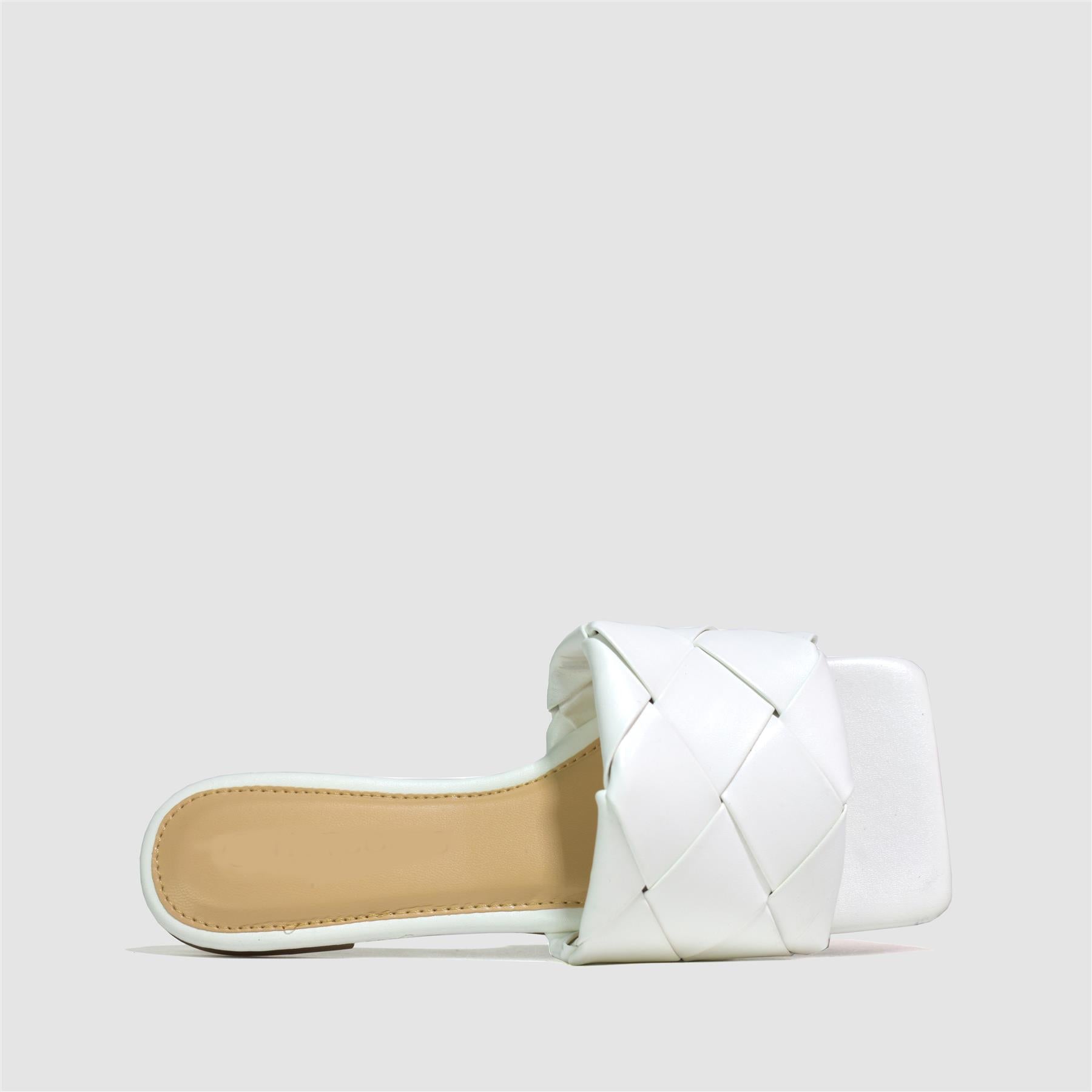 Extra Square Toe Quilted Sandal in White