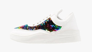 Multi Sequin Chunky Trainer in White