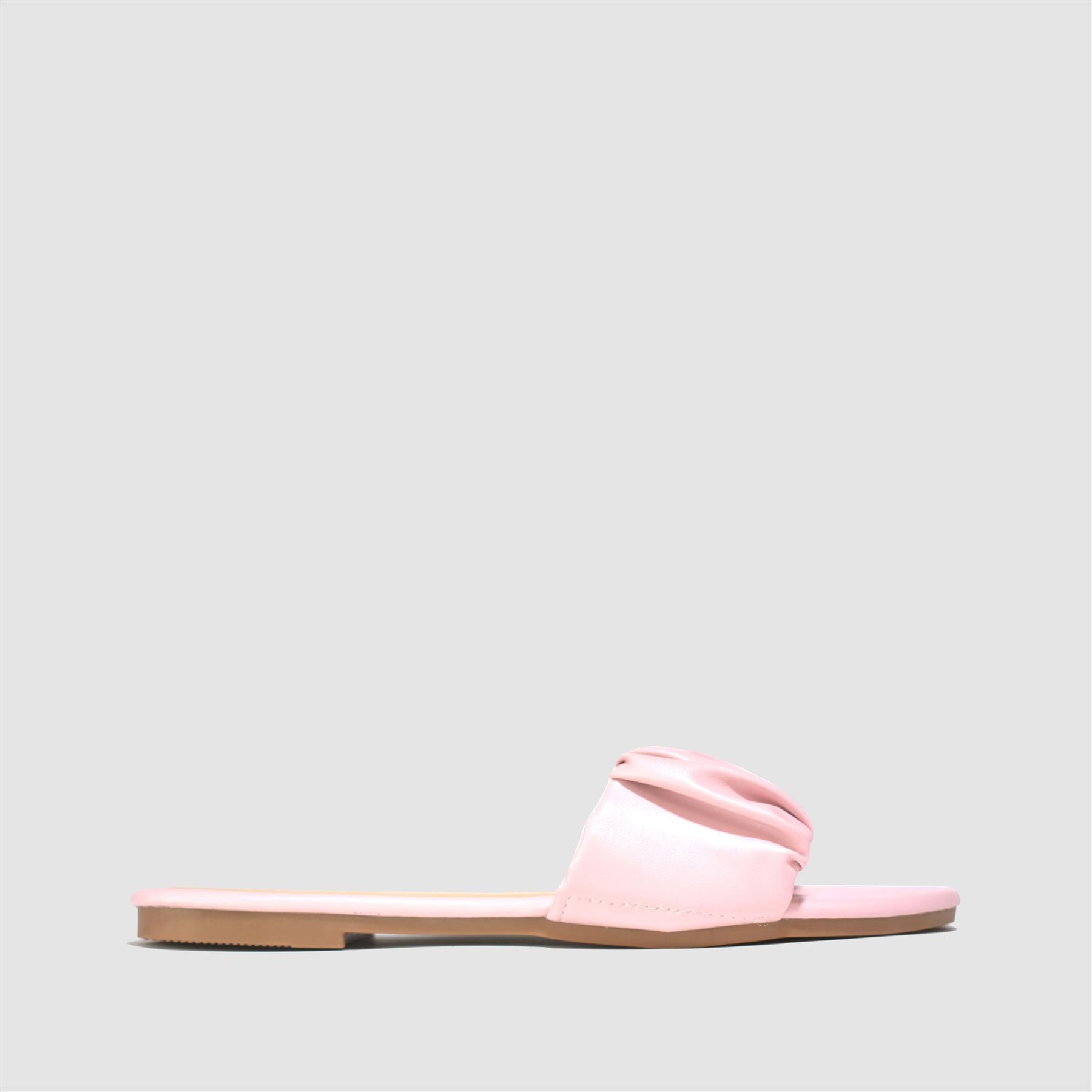 Ruched Strap Flat Sandals in Pink