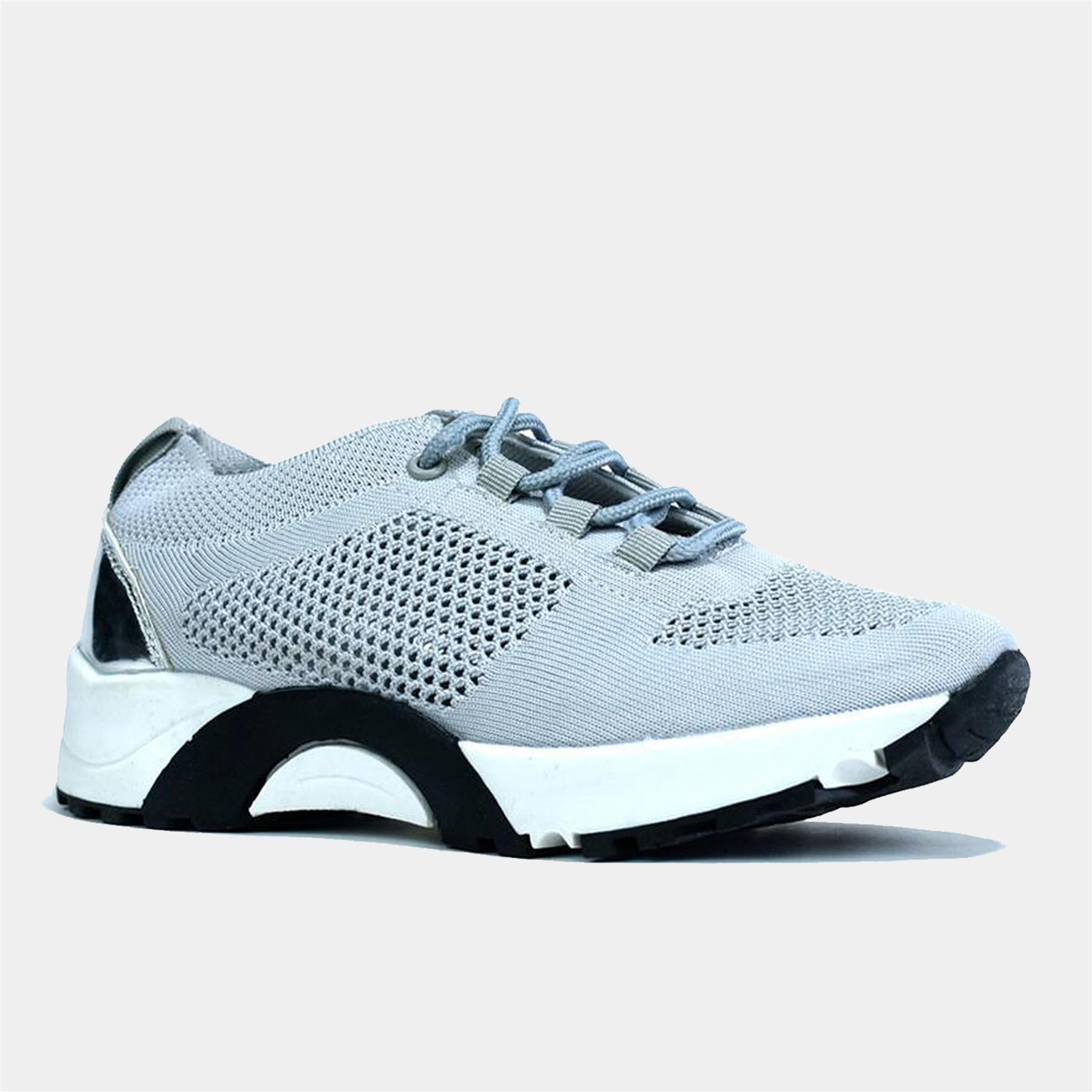 Breathable Basic Knitted Trainer in Grey