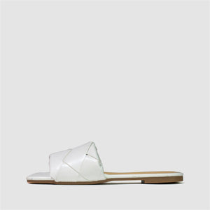 Extra Square Toe Quilted Sandal in White