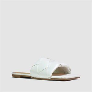 Extra Square Toe Quilted Sandal in White