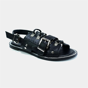 Metal Buckle Strap Slider in Black