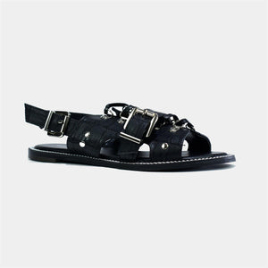 Metal Buckle Strap Slider in Black