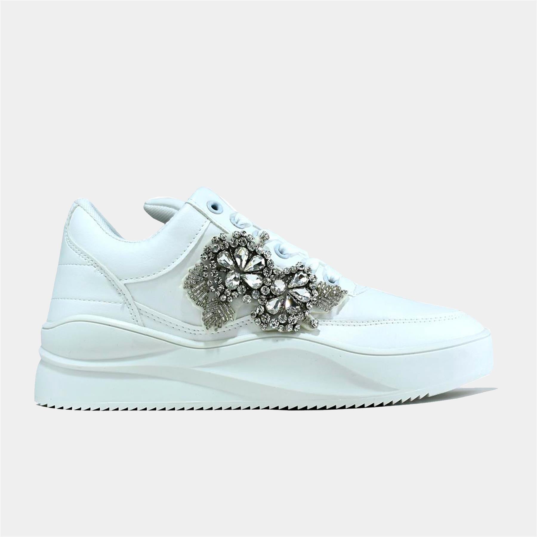 Basic Trainer with Diamante Detail in White