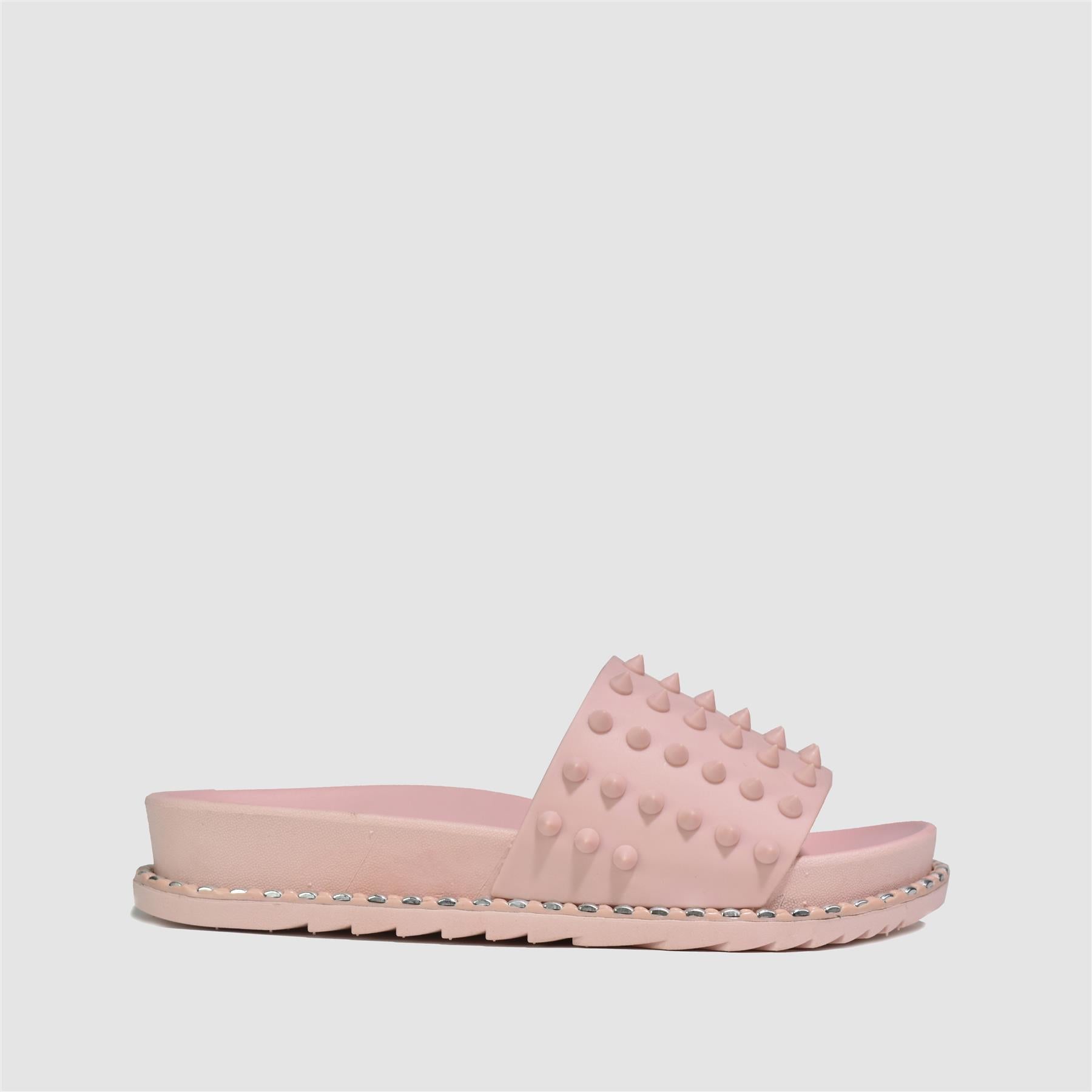 Studded Dual Platform Slider in Pink