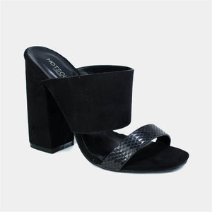 Open Toe Immy Suede Heel in Black