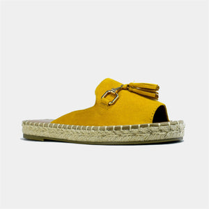 Slip on Flat with Stylish Tassel in Yellow