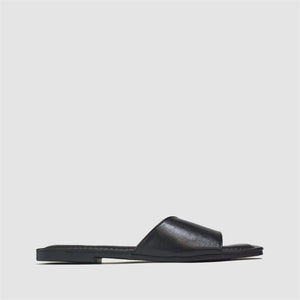 Vinyl Strap Flat Sandal in Black