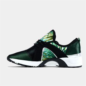 Lace Up Fashion Trainer in Forest Green