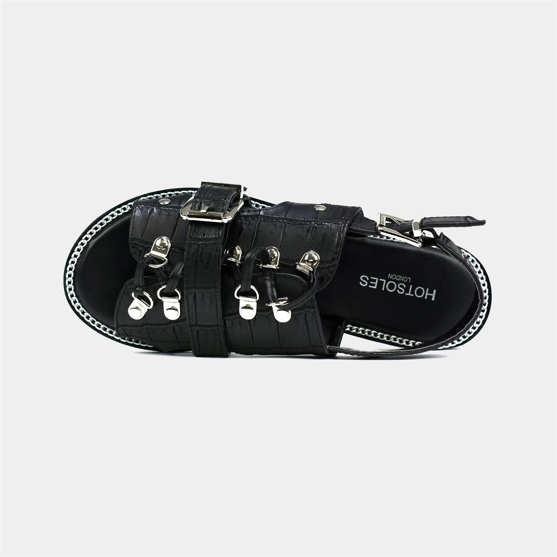 Metal Buckle Strap Slider in Black