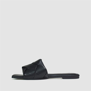 Extra Square Toe Quilted Sandal in Black