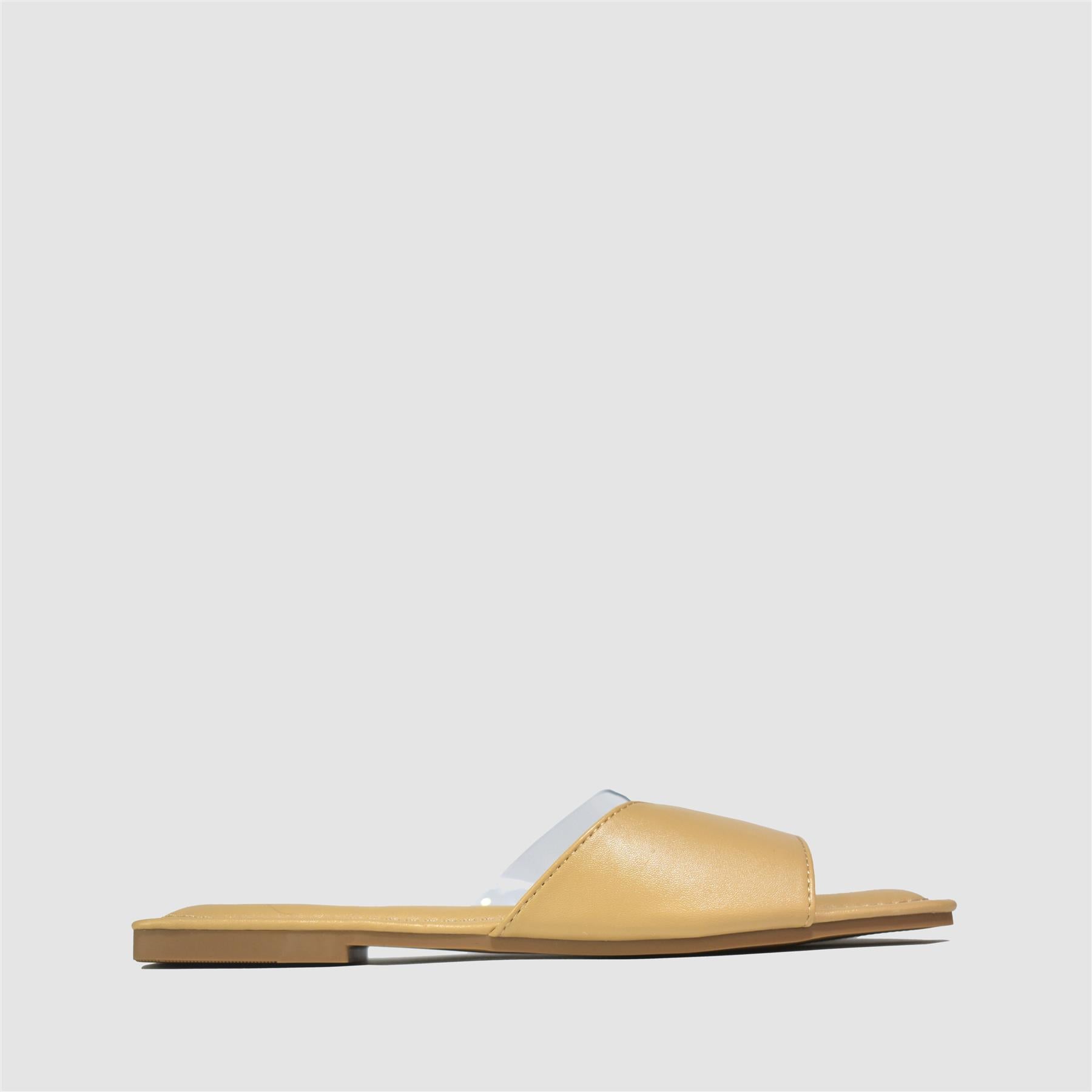 Vinyl Strap Flat Sandal in Nude