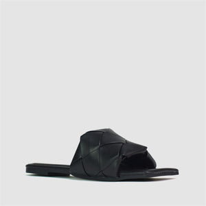 Extra Square Toe Quilted Sandal in Black