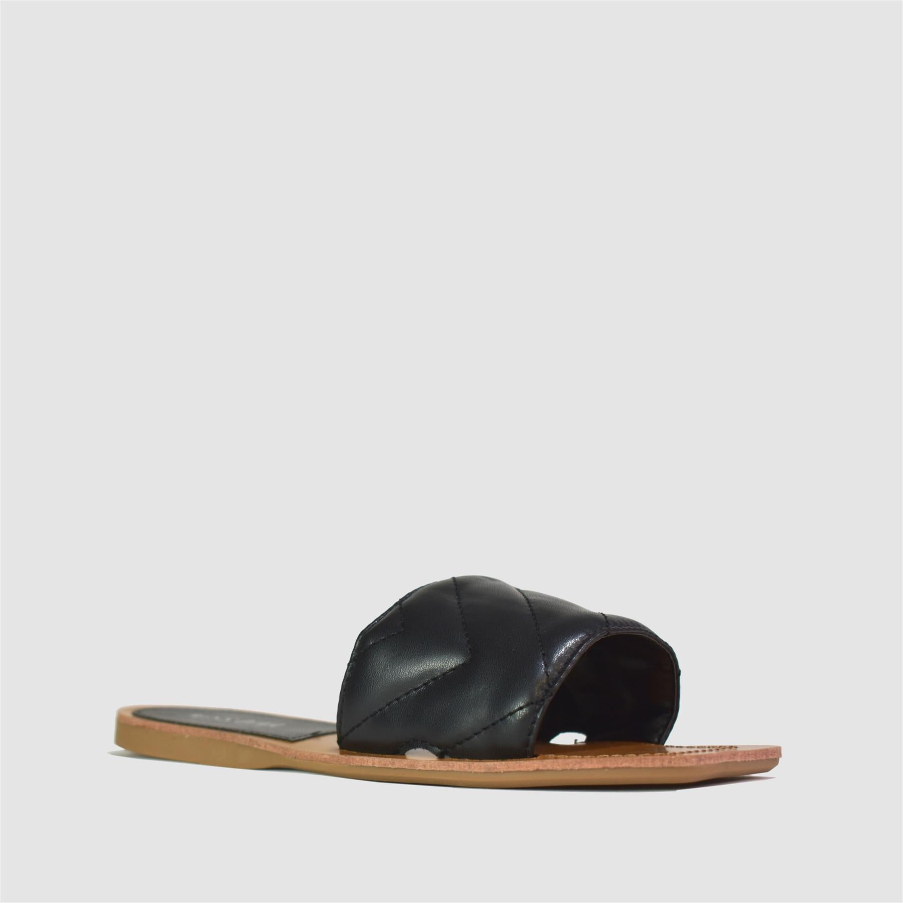 Wood Effect Holiday Sandals in Black