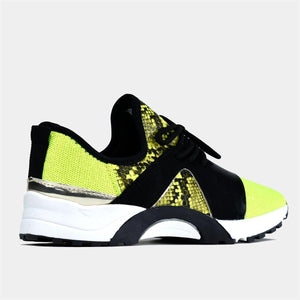 Lace Up Fashion Trainer in Neon Yellow Glow